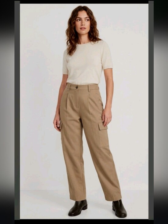 Old Navy Pants - NWT Old Navy Taylor Straight Trousers XS Cargo Pleated Granola Neutral #1111
